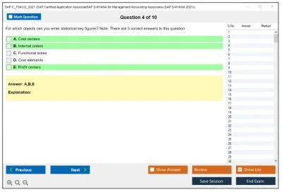 SAP C_TS4CO_2021 SAP Certified Associate - SAP S/4HANA 2021 for Management Accounting Practice test exam simulator test engine exam Prep practice test questions answers Image 4