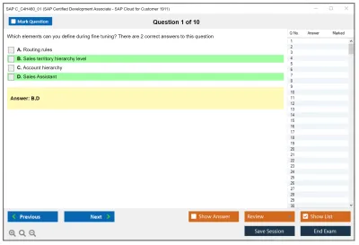 SAP C_C4H460_01 SAP Certified Development Associate - SAP Cloud for Customer 1911 Practice test exam simulator test engine exam Prep practice test questions answers Image 1