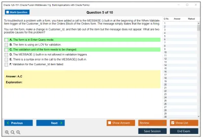 Oracle 1z0-151 Oracle Fusion Middleware 11g: Build Applications with Oracle Forms Practice test exam simulator test engine exam Prep practice test questions answers Image 5