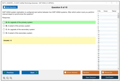 SAP C_HANATEC_15 SAP Certified Technology Associate - SAP HANA 2.0 (SPS03) Practice test exam simulator test engine exam Prep practice test questions answers Image 9