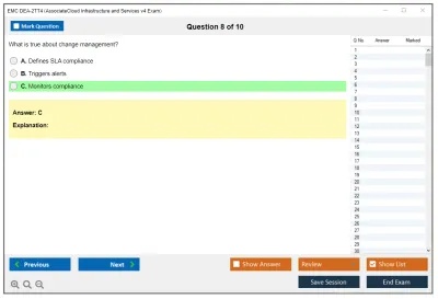 EMC DEA-2TT4 Associate - Cloud Infrastructure and Services v4 Exam Practice test exam simulator test engine exam Prep practice test questions answers Image 8