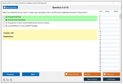 Oracle 1z0-931-20 Oracle Autonomous Database Cloud 2020 Specialist Practice test exam simulator test engine exam Prep practice test questions answers Image 5