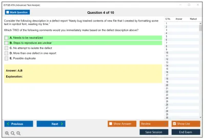 ISTQB ATA Advanced Test Analyst Practice test exam simulator test engine exam Prep practice test questions answers Image 4