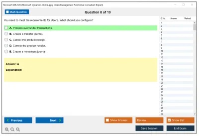 Microsoft MB-335 Microsoft Dynamics 365 Supply Chain Management Functional Consultant Expert Practice test exam simulator test engine exam Prep practice test questions answers Image 8