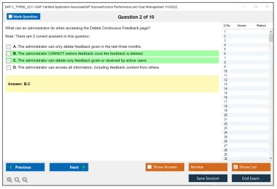 SAP C_THR82_2211 SAP Certified Application AssociateSAP SuccessFactors Performance and Goal Management 1H/2022 Practice test exam simulator test engine exam Prep practice test questions answers Image 2
