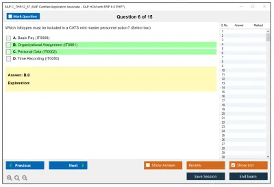 SAP C_THR12_67 SAP Certified Application Associate - SAP HCM with ERP 6.0 EHP7 Practice test exam simulator test engine exam Prep practice test questions answers Image 6