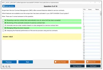 SAP C_S4CSV_2208 SAP Certified Application AssociateSAP S/4HANA Cloud (public)Service Implementation Practice test exam simulator test engine exam Prep practice test questions answers Image 5