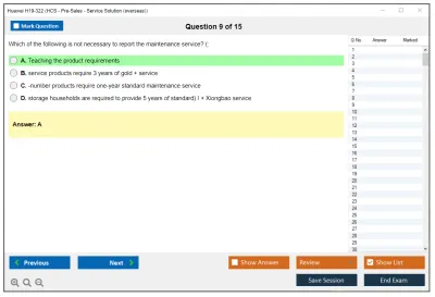 Huawei H19-322 HCS - Pre-Sales - Service Solution (overseas) Practice test exam simulator test engine exam Prep practice test questions answers Image 9