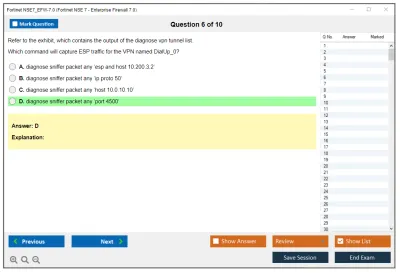 Fortinet NSE7_EFW-7.0 Fortinet NSE 7 - Enterprise Firewall 7.0 Practice test exam simulator test engine exam Prep practice test questions answers Image 6
