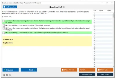 Google Associate-Android-Developer Google Developers Certification - Associate Android Developer (Kotlin and Java Exam) Practice test exam simulator test engine exam Prep practice test questions answers Image 5