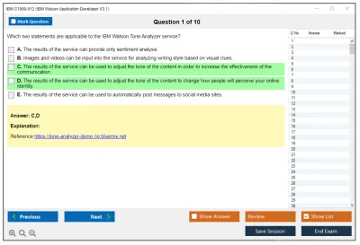 IBM C1000-012 IBM Watson Application Developer V3.1 Practice test exam simulator test engine exam Prep practice test questions answers Image 1