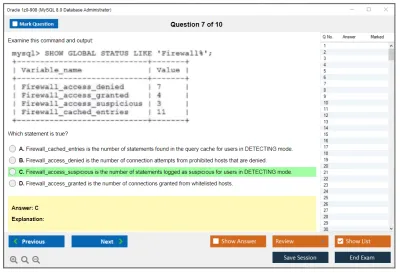 Oracle 1z0-908 MySQL 8.0 Database Administrator Practice test exam simulator test engine exam Prep practice test questions answers Image 7