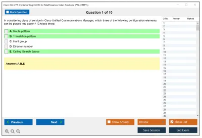 Cisco 642-278 Implementing CUCM for TelePresence Video Solutions (PAIUCMTV) Practice test exam simulator test engine exam Prep practice test questions answers Image 1