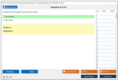 SAP C_TPLM40_65 SAP Certified Associate - Quality Management with SAP ERP 6.0 EHP5 Practice test exam simulator test engine exam Prep practice test questions answers Image 8