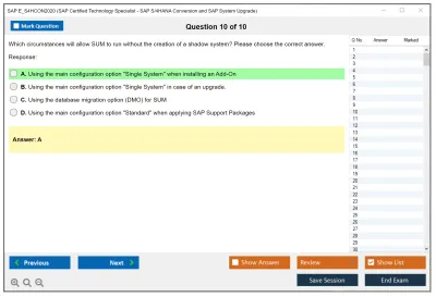 SAP E_S4HCON2020 SAP Certified Technology Specialist - SAP S/4HANA Conversion and SAP System Upgrade Practice test exam simulator test engine exam Prep practice test questions answers Image 10