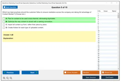 Salesforce Marketing-Cloud-Email-Specialist Salesforce Certified Marketing Cloud Email Specialist Practice test exam simulator test engine exam Prep practice test questions answers Image 5