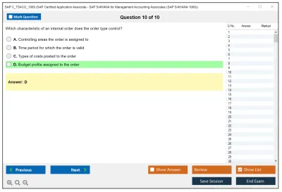 SAP C_TS4CO_1909 SAP Certified Application Associate - SAP S/4HANA for Management Accounting Associates (SAP S/4HANA 1909) Practice test exam simulator test engine exam Prep practice test questions answers Image 10