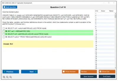 IBM C2090-543 DB2 9.7 Application Development Practice test exam simulator test engine exam Prep practice test questions answers Image 2