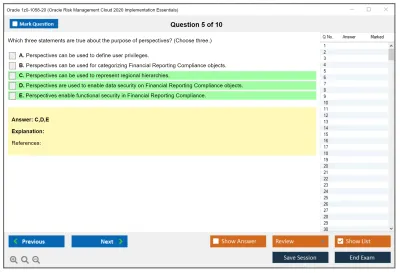Oracle 1z0-1058-20 Oracle Risk Management Cloud 2020 Implementation Essentials Practice test exam simulator test engine exam Prep practice test questions answers Image 5
