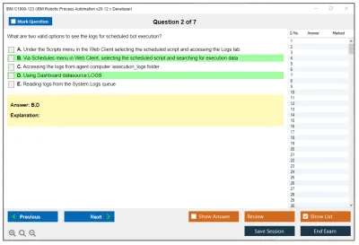 IBM C1000-123 IBM Robotic Process Automation v20.12.x Developer Practice test exam simulator test engine exam Prep practice test questions answers Image 2