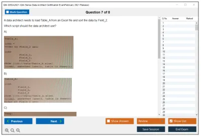 Qlik QSDA2021 Qlik Sense Data Architect Certification Exam - February 2021 Release Practice test exam simulator test engine exam Prep practice test questions answers Image 7