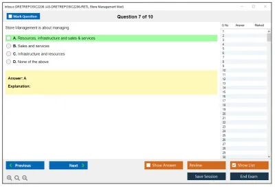 Infosys DRETREPOSIC2206 AS-DRETREPOSIC2206-RETL Store Management Mod Practice test exam simulator test engine exam Prep practice test questions answers Image 7