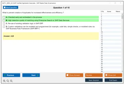 SAP C_MDG_90 SAP Certified Application Associate - SAP Master Data Governance Practice test exam simulator test engine exam Prep practice test questions answers Image 1