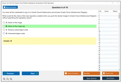 Oracle 1z0-1043-20 Oracle Cloud Platform Application Development 2020 Specialist Practice test exam simulator test engine exam Prep practice test questions answers Image 6