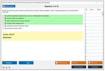 Oracle 1z0-1096-22 Oracle Machine Learning using Autonomous Database 2022 Specialist Practice test exam simulator test engine exam Prep practice test questions answers Image 3