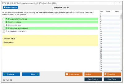 SAP C_IBP_2302 SAP Certified Application AssociateSAP IBP for Supply Chain (2302) Practice test exam simulator test engine exam Prep practice test questions answers Image 2