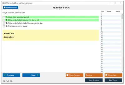 ABA CTFA Certified Trust and Financial Advisor Practice test exam simulator test engine exam Prep practice test questions answers Image 8