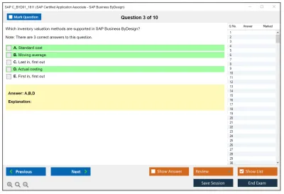 SAP C_BYD01_1811 SAP Certified Application Associate - SAP Business ByDesign Practice test exam simulator test engine exam Prep practice test questions answers Image 3