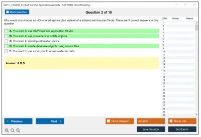 SAP C_HCMOD_03 SAP Certified Application Associate - SAP HANA Cloud Modeling Practice test exam simulator test engine exam Prep practice test questions answers Image 2