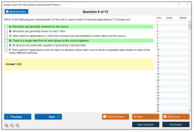 Alcatel-Lucent 4A0-108 Nokia Multicast Protocols Practice test exam simulator test engine exam Prep practice test questions answers Image 6