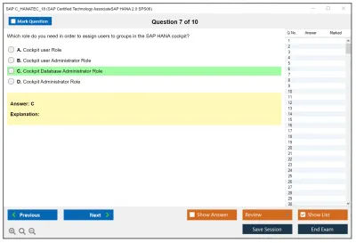 SAP C_HANATEC_18 SAP Certified Technology AssociateSAP HANA 2.0 SPS06 Practice test exam simulator test engine exam Prep practice test questions answers Image 7