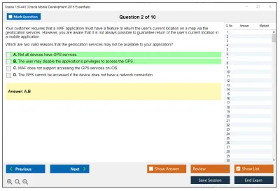 Oracle 1z0-441 Oracle Mobile Development 2015 Essentials Practice test exam simulator test engine exam Prep practice test questions answers Image 2