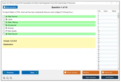 Oracle 1z0-1079-22 Oracle SCM Transportation and Global Trade Management Cloud 2022 Implementation Professional Practice test exam simulator test engine exam Prep practice test questions answers Image 1