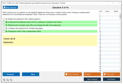 SAP C_THR86_2211 SAP Certified Application AssociateSAP SuccessFactors Compensation 1H/2022 Practice test exam simulator test engine exam Prep practice test questions answers Image 5