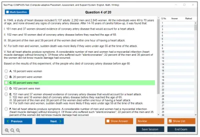 Test Prep COMPASS-Test Computer-adaptive Placement, Assessment, and Support System: English, Math, Writing Practice test exam simulator test engine exam Prep practice test questions answers Image 4