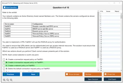Microsoft 70-741 Networking with Windows Server 2016 Practice test exam simulator test engine exam Prep practice test questions answers Image 4