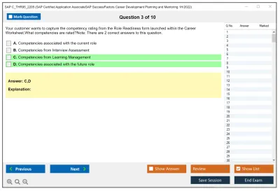 SAP C_THR95_2205 SAP Certified Application AssociateSAP SuccessFactors Career Development Planning and Mentoring 1H/2022 Practice test exam simulator test engine exam Prep practice test questions answers Image 3