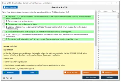 Oracle 1z0-068 Oracle Database 12c: RAC and Grid Infrastructure Administration Practice test exam simulator test engine exam Prep practice test questions answers Image 4