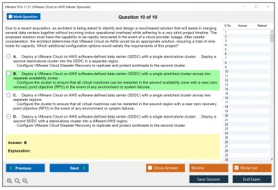VMware 5V0-11.21 VMware Cloud on AWS Master Specialist Practice test exam simulator test engine exam Prep practice test questions answers Image 10