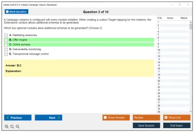 Adobe AD0-E312 Adobe Campaign Classic Developer Practice test exam simulator test engine exam Prep practice test questions answers Image 3