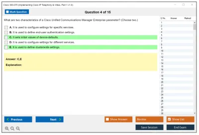 Cisco 300-070 Implementing Cisco IP Telephony &amp; Video, Part 1 v1.0 Practice test exam simulator test engine exam Prep practice test questions answers Image 4