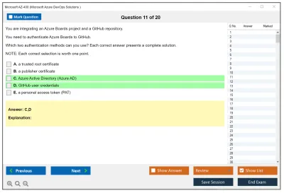 Microsoft AZ-400 Microsoft Azure DevOps Solutions Practice test exam simulator test engine exam Prep practice test questions answers Image 11