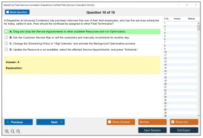 Salesforce Field-Service-Consultant Salesforce Certified Field Service Consultant Practice test exam simulator test engine exam Prep practice test questions answers Image 10