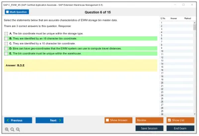 SAP C_EWM_95 SAP Certified Application Associate - SAP Extended Warehouse Management 9.5 Practice test exam simulator test engine exam Prep practice test questions answers Image 6