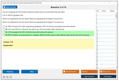 Juniper JN0-1362 Service Provider Design Specialist (JNCDS-SP) Practice test exam simulator test engine exam Prep practice test questions answers Image 5