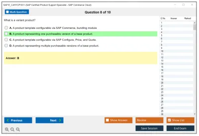 SAP E_C4HYCP1811 SAP Certified Product Support Specialist - SAP Commerce Practice test exam simulator test engine exam Prep practice test questions answers Image 8